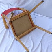 1960s wooden chair with armrests and faux leather seat