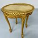 Antique 60s Hollywood Regency gilded and twisted wood table, pedestal table