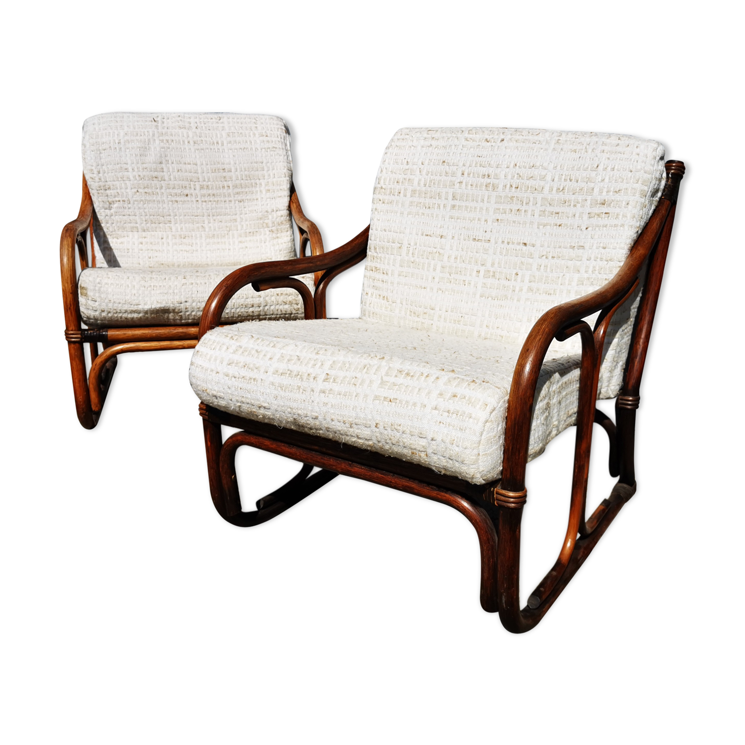 Pair of vintage rattan armchairs