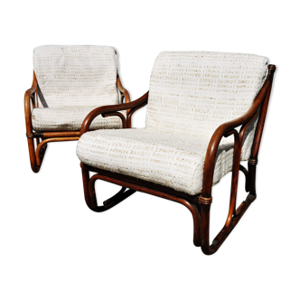 Pair of vintage rattan armchairs