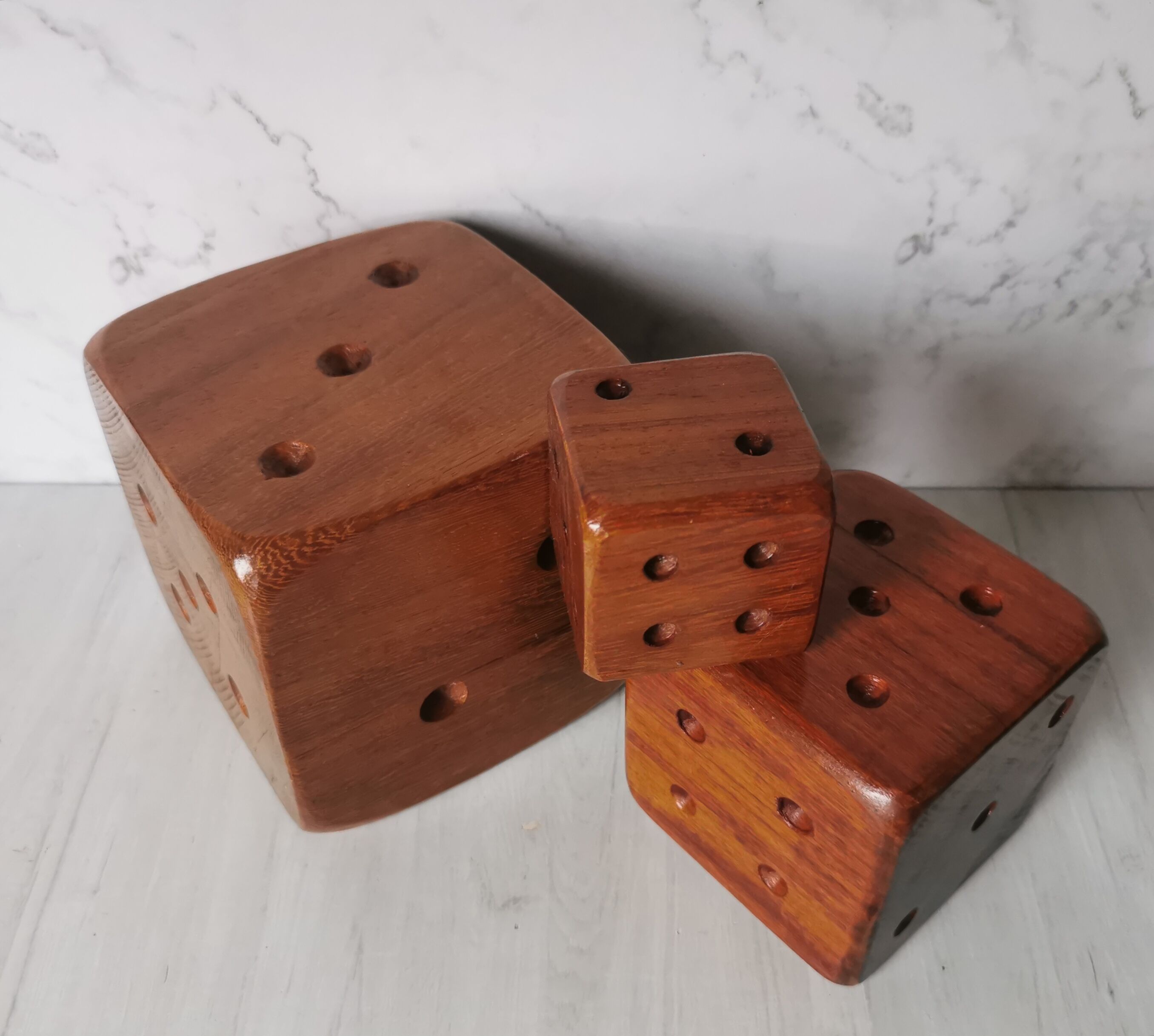 Carved wood dice