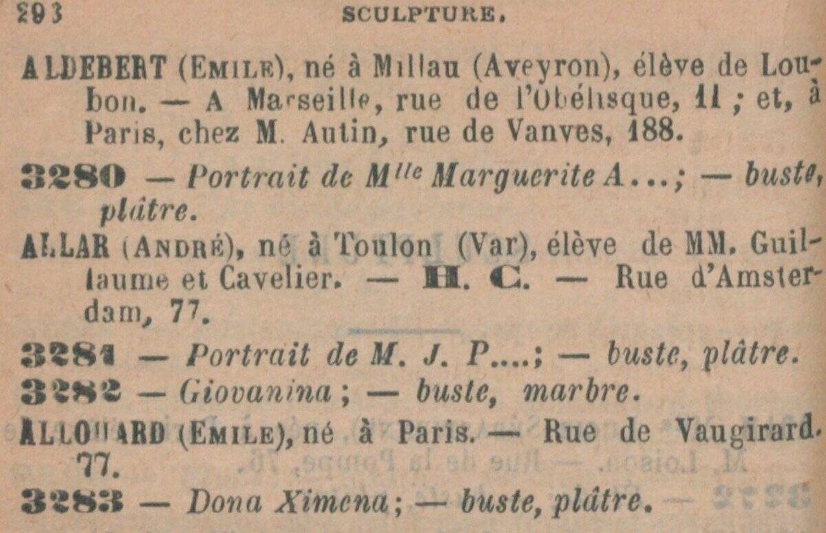 Henri Allouard, Dona Ximena, wife of El Cid (1885)