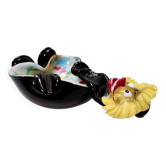 Vide-poches/cendrier clown en verre de Murano noir et multicolore, Italie