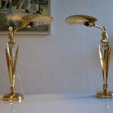 Pair of 1980s Hollywood Regency Gold Table Lamps