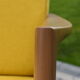 Scandinavian armchair, yellow fabric, natural wood