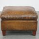 Sheepskin wing chair + XXL patinated footrest
