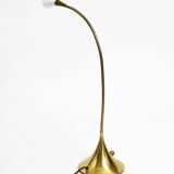 1980s brass halogen table lamp by Florian Schulz model Esa with gooseneck