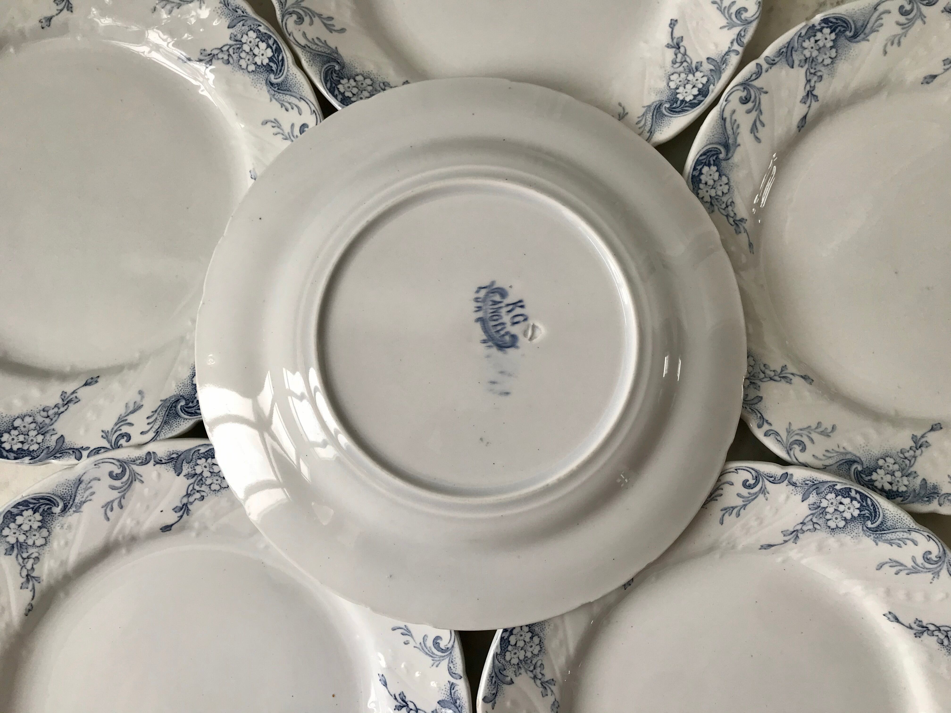 set of 6 flat plates in Iron Earth K&G Lunéville model "Angèle" late 19th century