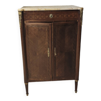 Buffet en marbre et marqueterie style Louis XVI