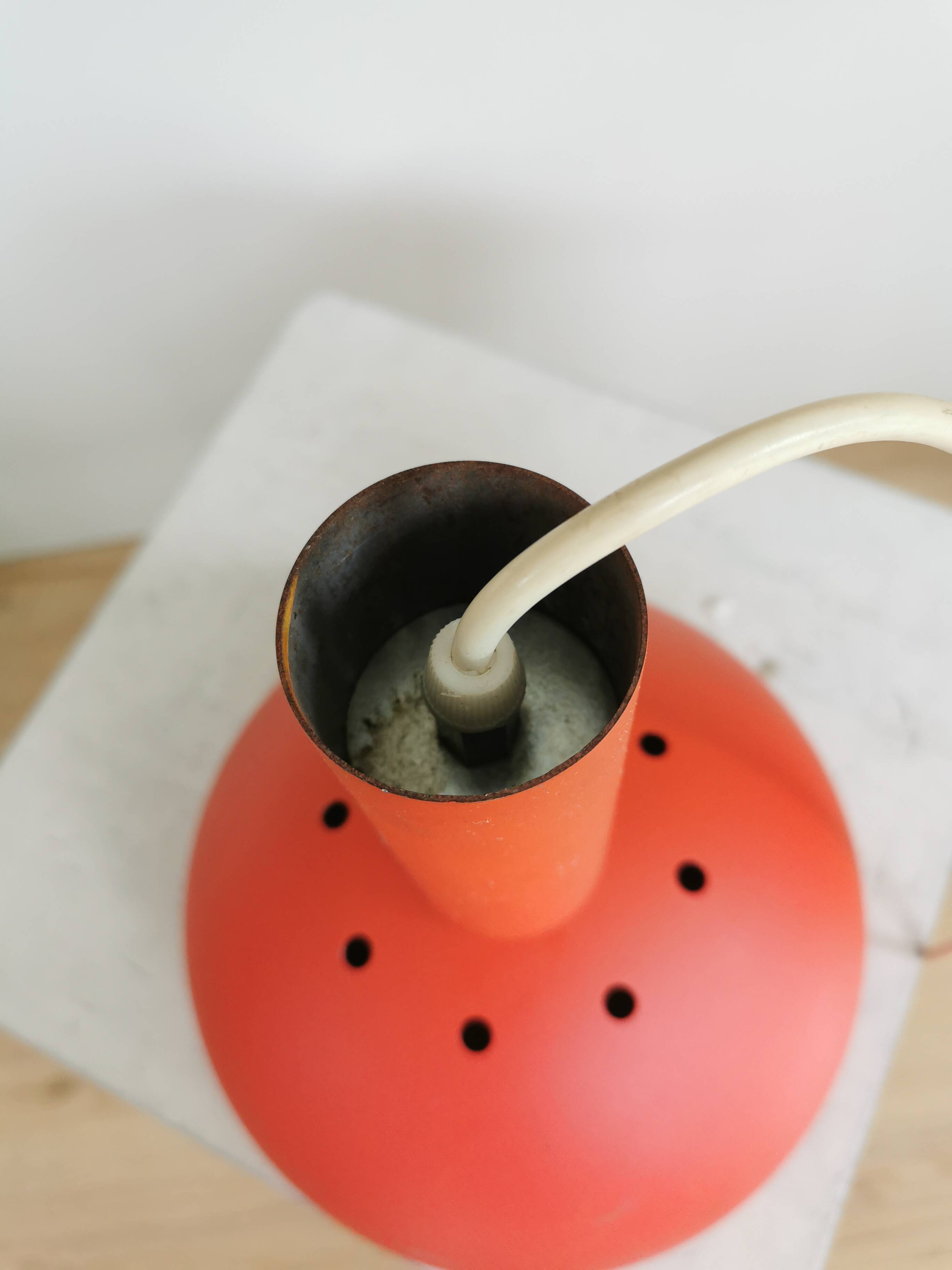 Vintage Orange Chrome Pendant Light: 1970s Space Age Lamp