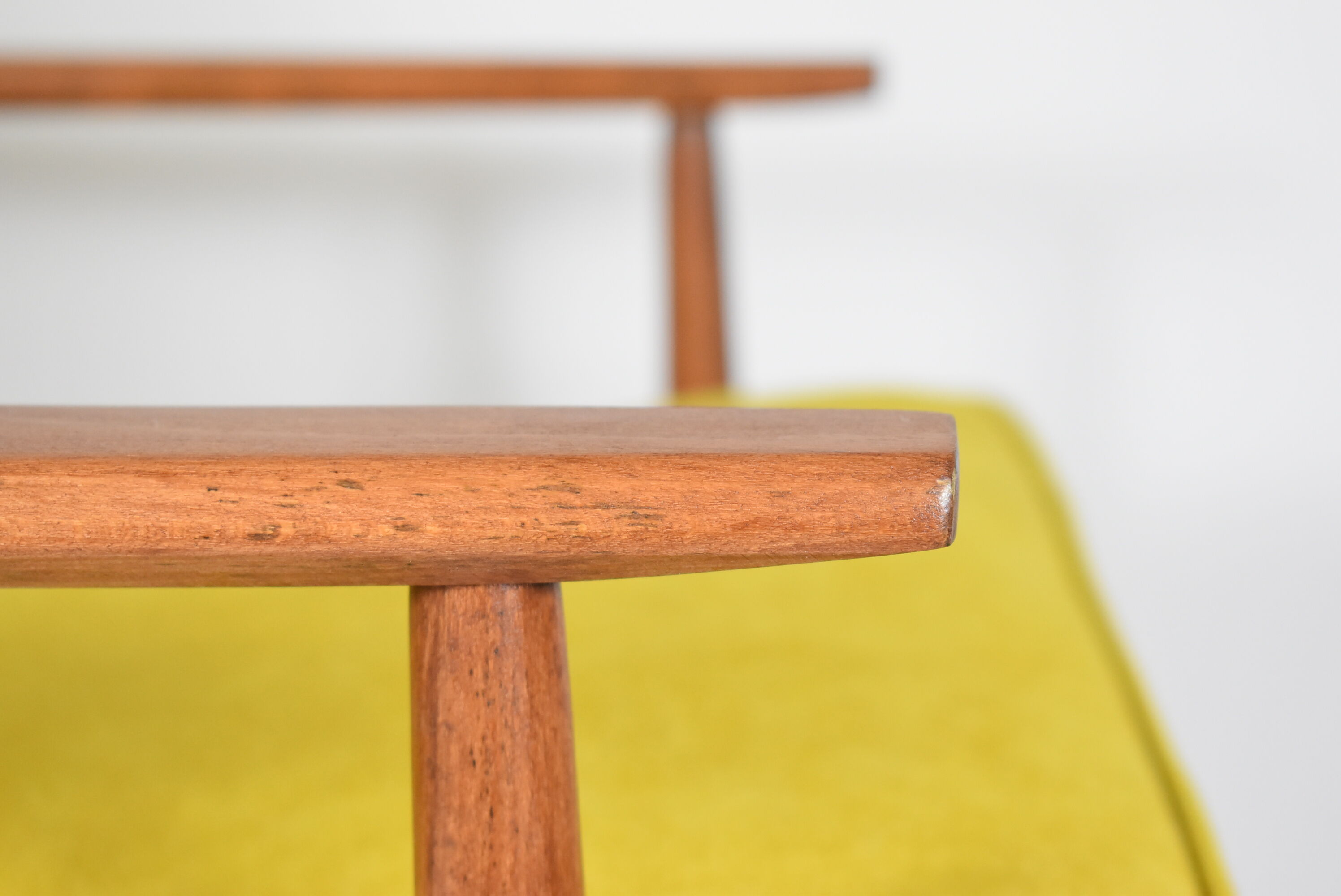 Original vintage armchair "FOX", designer Henry Lis, 1970s, fully restored, yellow