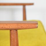 Original vintage armchair "FOX", designer Henry Lis, 1970s, fully restored, yellow