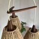 Vintage Scandinavian boomerang pendant light in teak and rope
