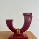 Art Deco red ceramic double candle holder