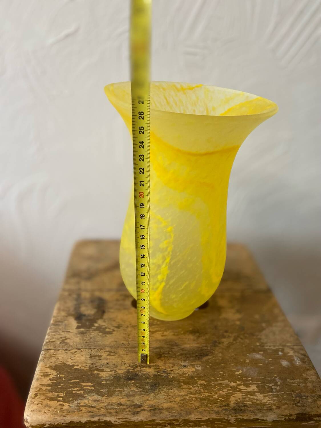 Yellow marbled glass paste vase – Art Nouveau style