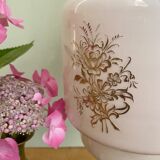 Vintage pink opaline globe pendant lamp with gold designs