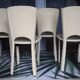 Set of 4 beige leather chairs from the 80s in Italy
