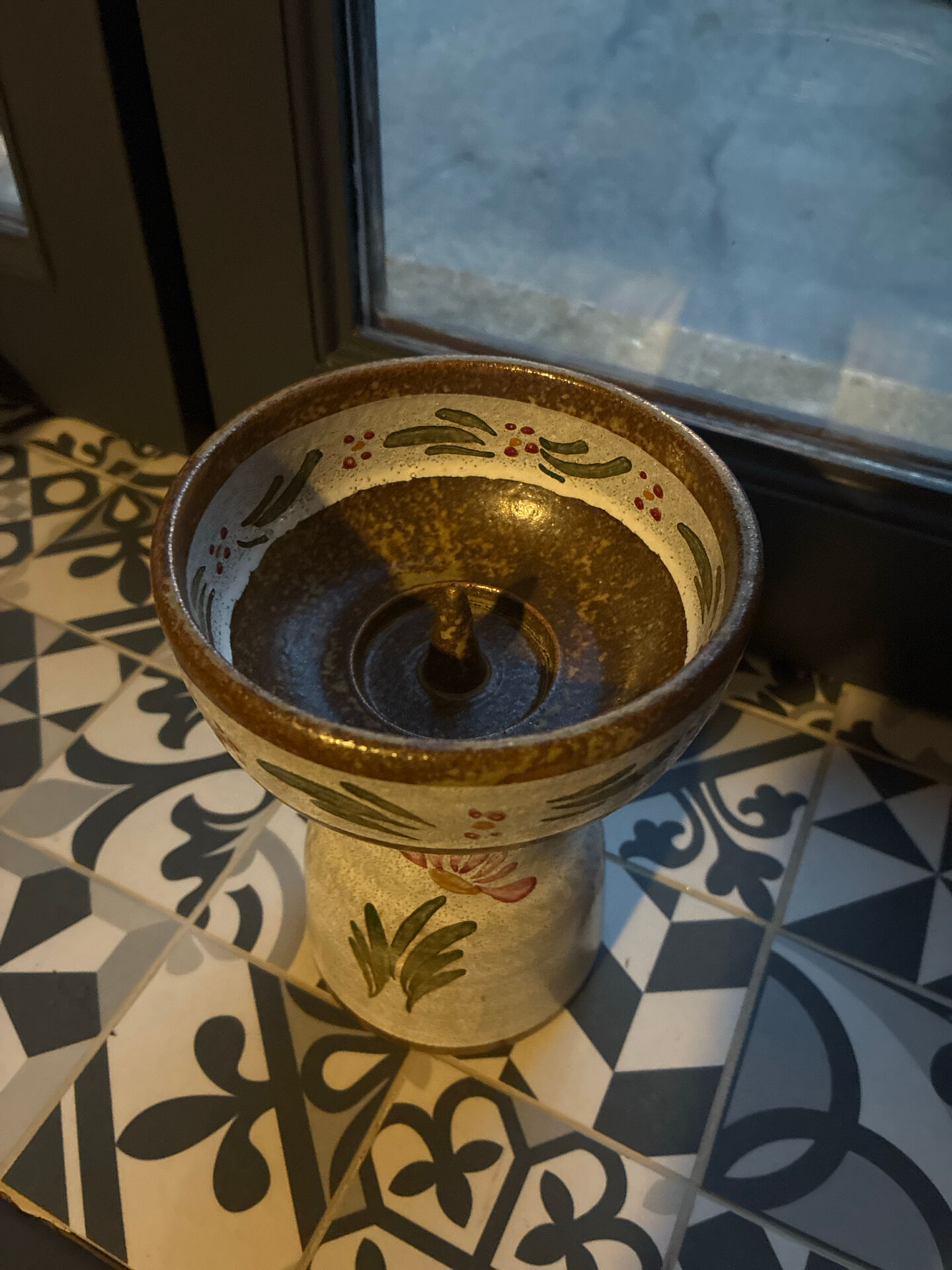 Glazed stoneware candlestick – signed BOZ P.S CHIP