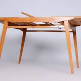 Restored Midcentury Oak Extendable Dining Table, Revived Polish, Czechia, 1950s
