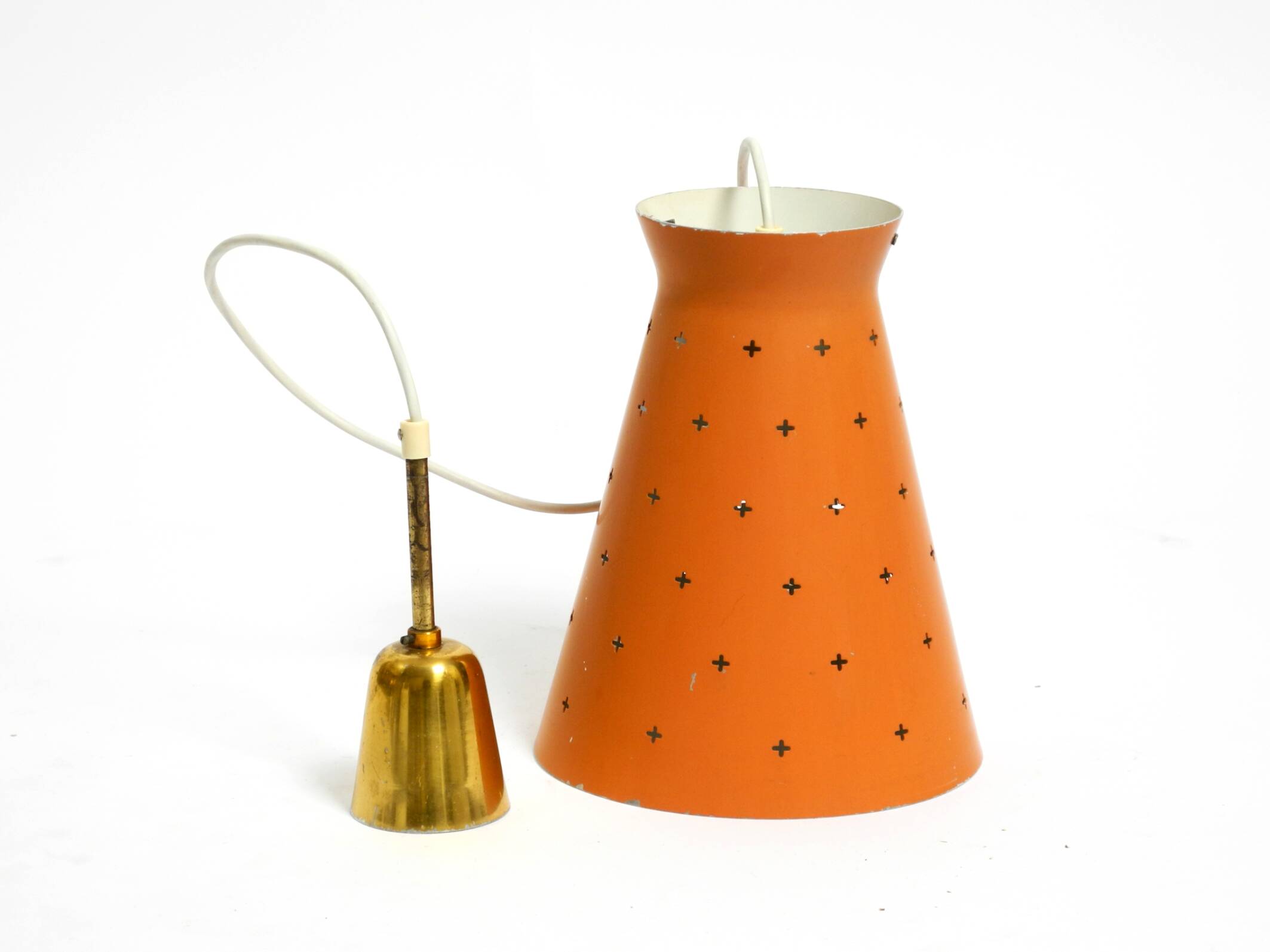 Beautiful Mid Century Modern Diabolo perforated metal sheet pendant lamp