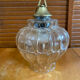 Pair of Vintage Suspension Lights with Iridescent Moulded Glass + Gold Metal
