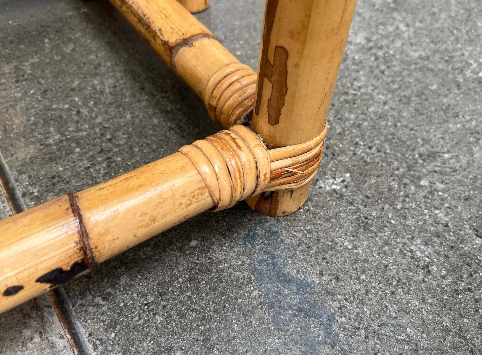 Nest of bamboo and glass tables in mid-century style, 1960s, set of 3.