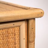 Bamboo woven rattan desk dal vera french riviera style, 1970