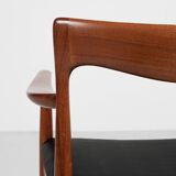 Midcentury Danish chair with armrests in teak and new skai by Arne Vodder for Vamo 1960s