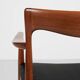Chaise danoise vintage avec accoudoirs en teck et skaï neuf par Arne Vodder pour Vamo 1960