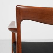 Midcentury Danish chair with armrests in teak and new skai by Arne Vodder for Vamo 1960s
