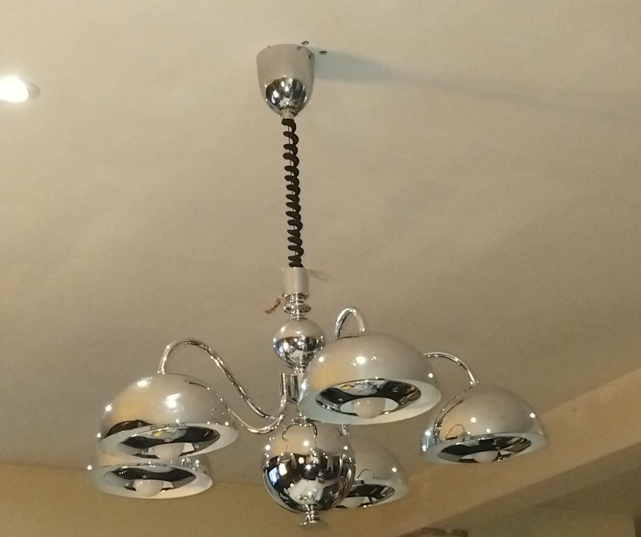 Chrome chandelier by gioffredo reggiani, 1970s