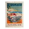 Affiche lithographie "Grand prix automobile de Monaco 1936" Geo Ham 70x100cm 80's