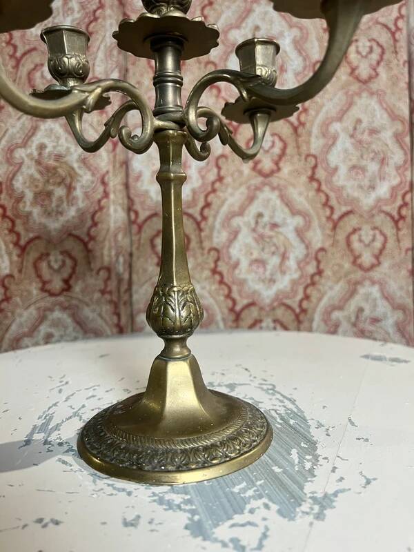 Five-branch chandelier in gilded bronze