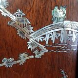 Pair old wood panels & mother-of-pearl Vietnam, Indochina around 1900 60x17 cm SB
