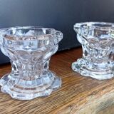 Pair of VMC candle holders in thick glass - Reims