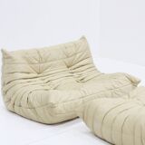 Ensemble canapé Togo Ligne Roset en cuir jaune par Michel Ducaroy pour Ligne Roset