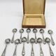 Set of 12 small spoons in silver metal, rocaille style