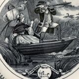 6 black dessert plates Old and Johnston Bordeaux 19th century astrology