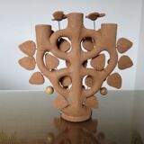 Chandelier, Mexican candlestick "tree of life" terracotta, 1970
