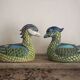 Vintage glazed ceramic duck pair, pottery