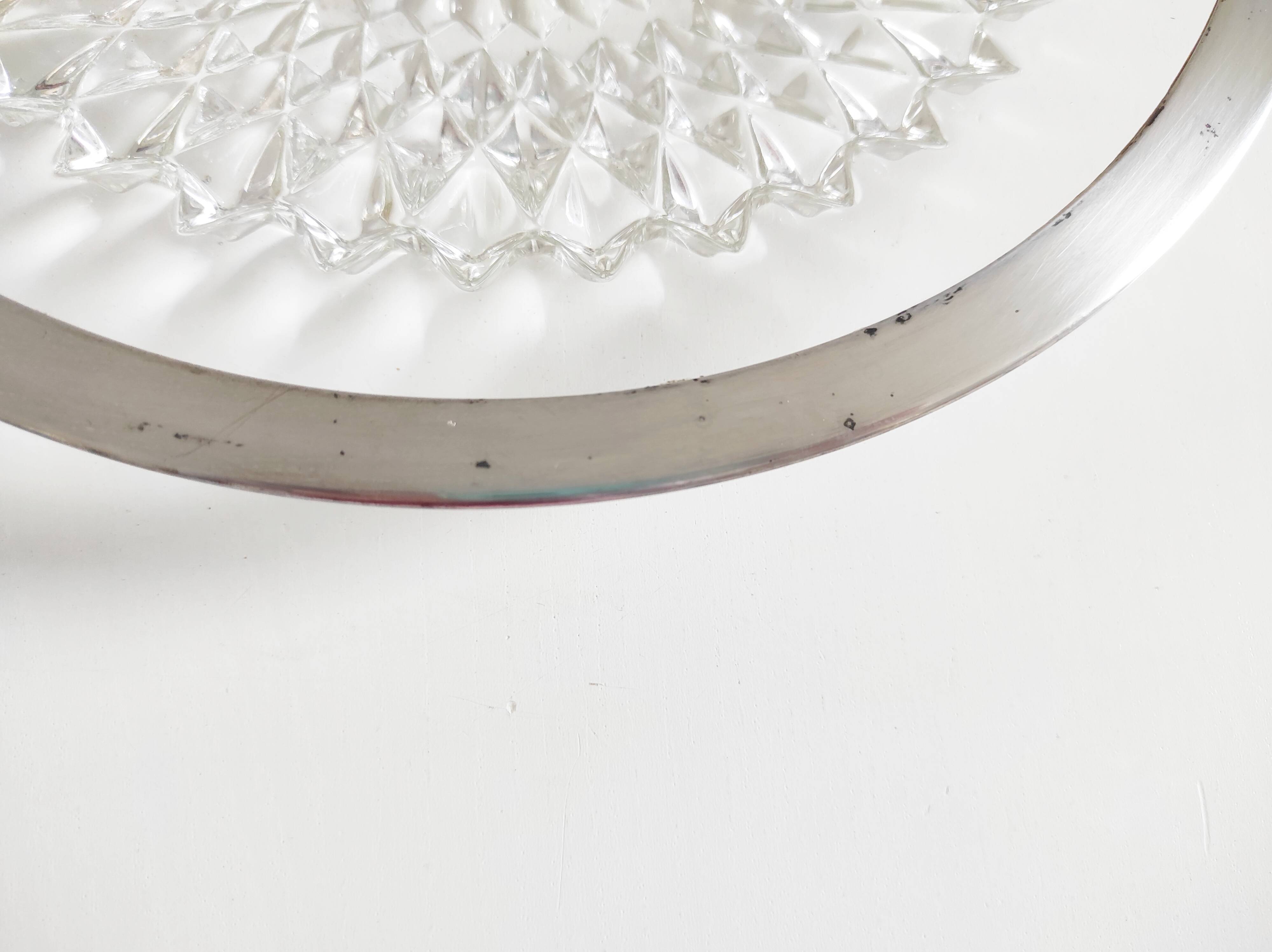 Glass dish with English silver-plated metal rim