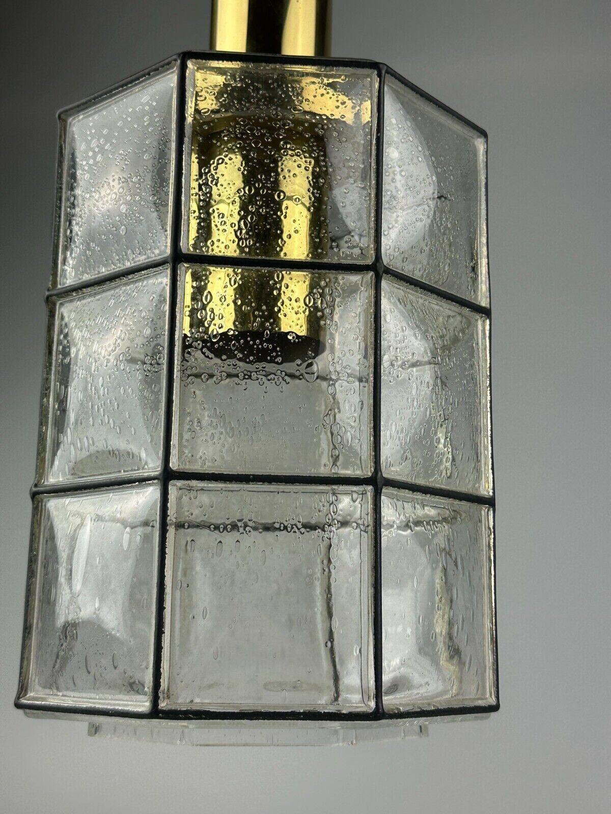 60s 70s ceiling lamp Glashütte Limburg Germany glass & brass Space Age