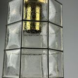 60s 70s ceiling lamp Glashütte Limburg Germany glass & brass Space Age