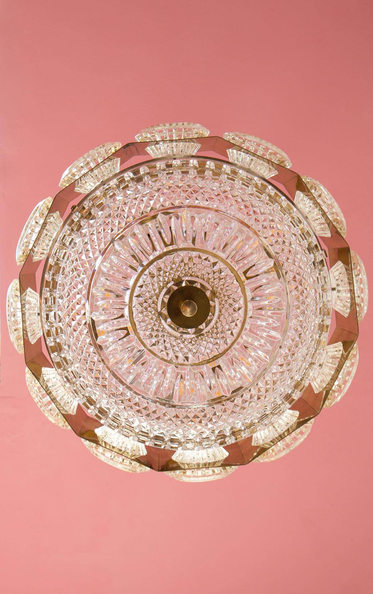 Swedish crystal pendant light attrib. Carl Fagerlund x Orrefors 1960s