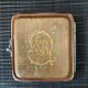 Old wooden, metal and silk cigarette case 19th century