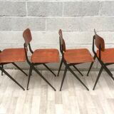 Set of 4 vintage chairs and design feet compass Marko by Kooistra
