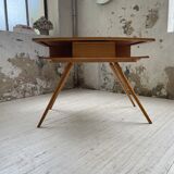 Vintage oak compass desk