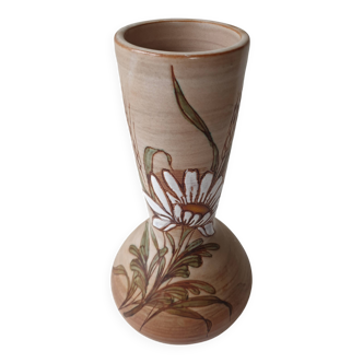 Vase en céramique fleur & épis de blé signé Fonck et Matéo (Vallauris) Années 70