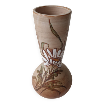 Ceramic vase with flower and wheat ears signed Fonck and Matéo (Vallauris) 1970s
