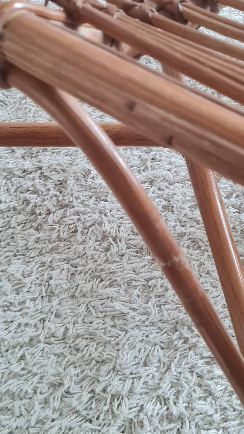 Vintage 1970s rattan bench